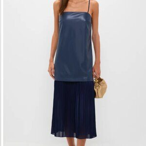 Hyacinth House Mixed Media Leather Pleated Ozzy Midi Dress